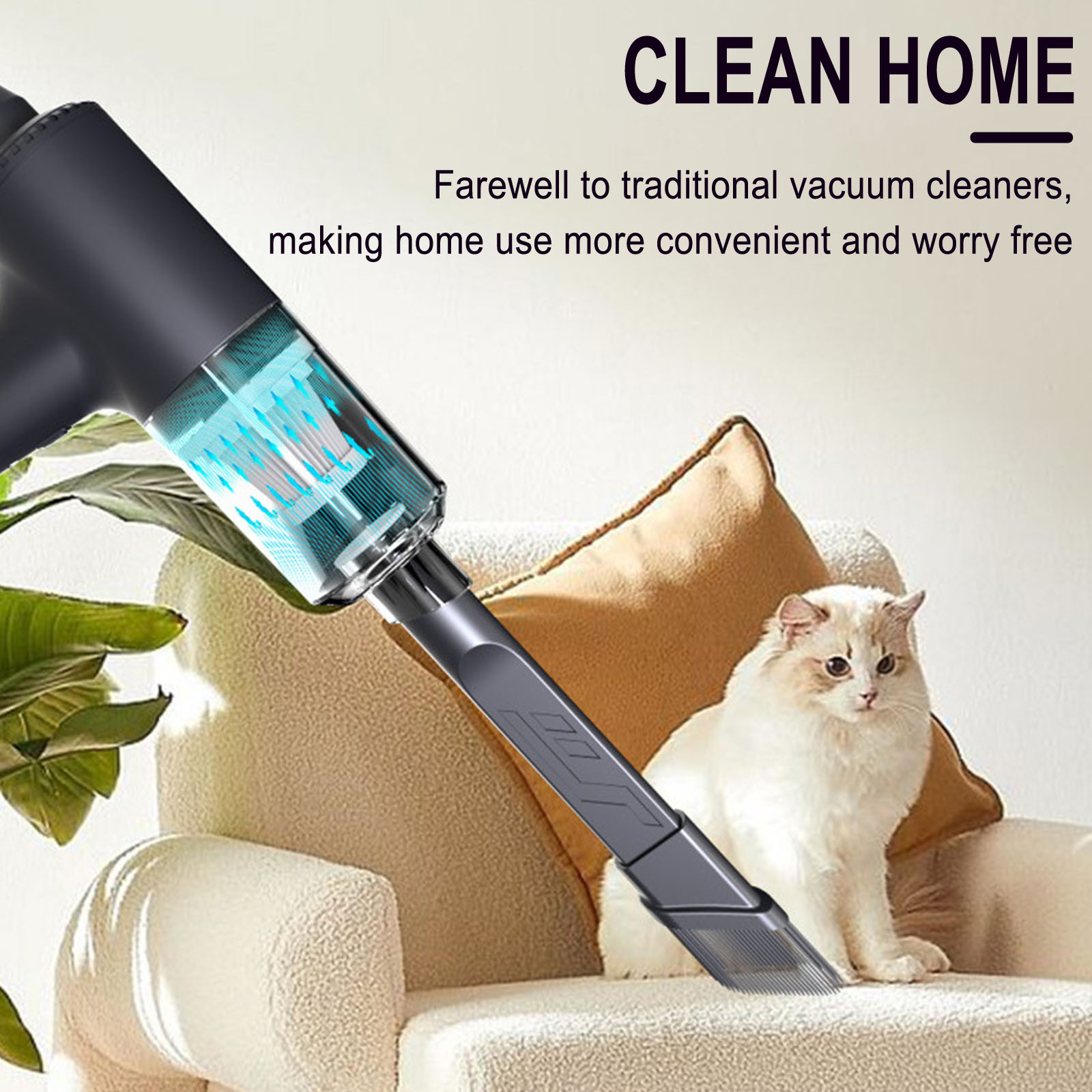 GBSELL Home Clearance Handheld Car Vacuum Cleaner, Wireless Car Supplies, Portable Small Household Desktop Vacuum Cleaner, Super Strong And High-power Gifts for Women Men Mom Dad
